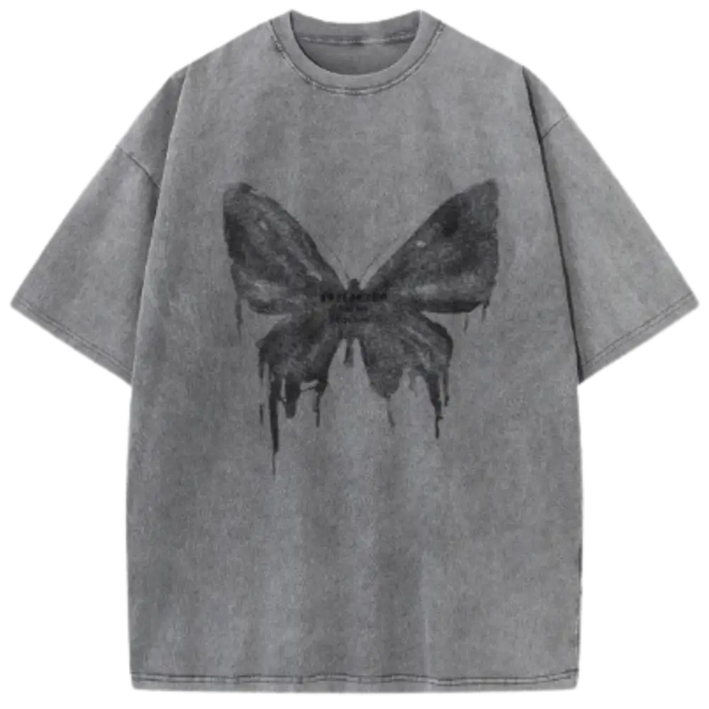 T-shirt butterfly y2k: tendance et confort - washed grey / s