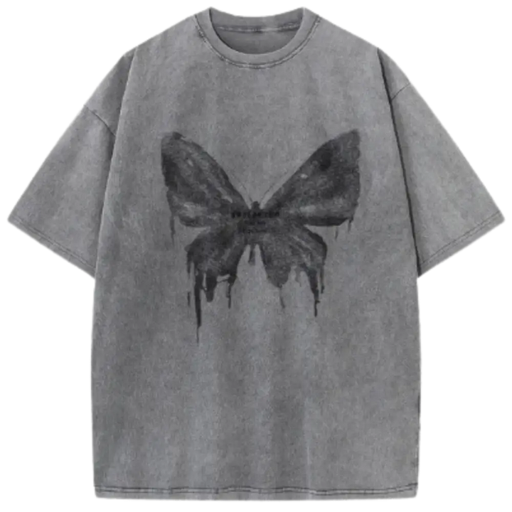 T-shirt butterfly y2k: tendance et confort - washed grey / s