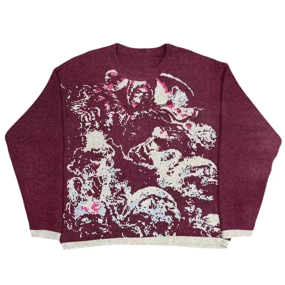 Caos 400gsm y2k sweater for urban fashion enthusiasts - weinrot / m