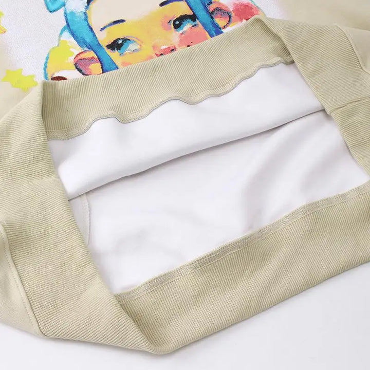 Cartoon girl star graphic hoodie for y2k streetwear style - hoodies