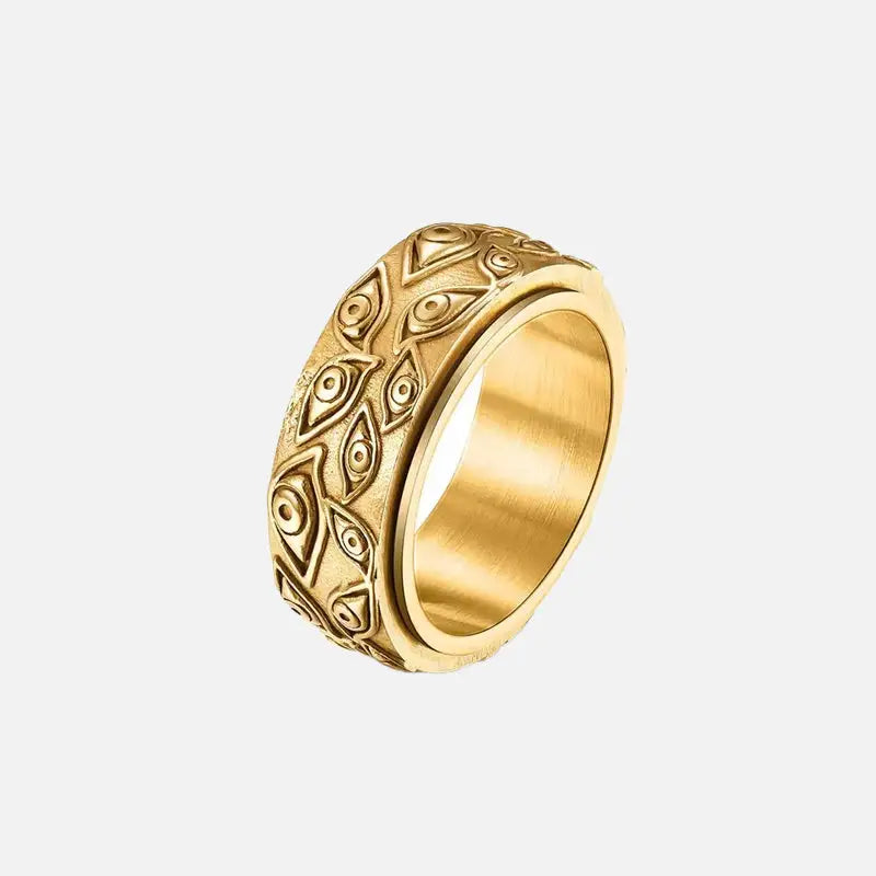 Y2k vintage sculpted eyes stainless steel ring for elegant style - gold / 7 - rings