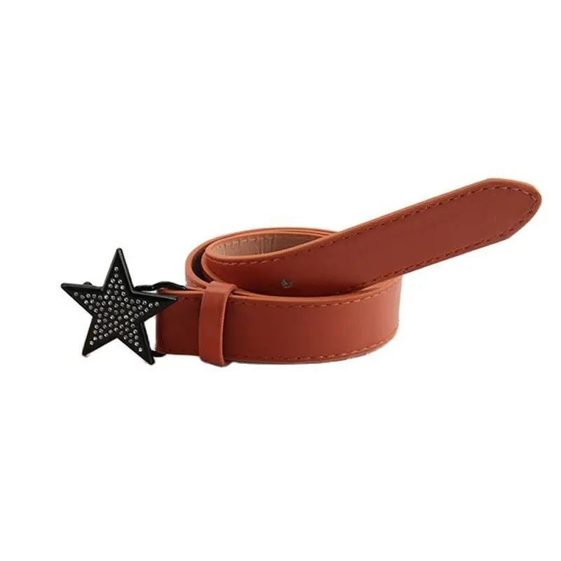Adjustable and trendy y2k star belt - brown