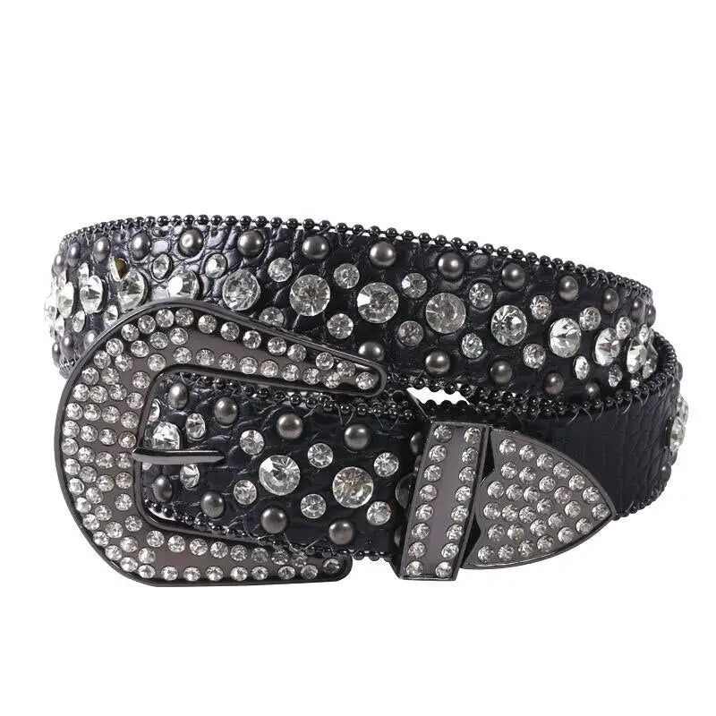Vvs y2k rhinestone belt - sparkly summer accessory - 105cm