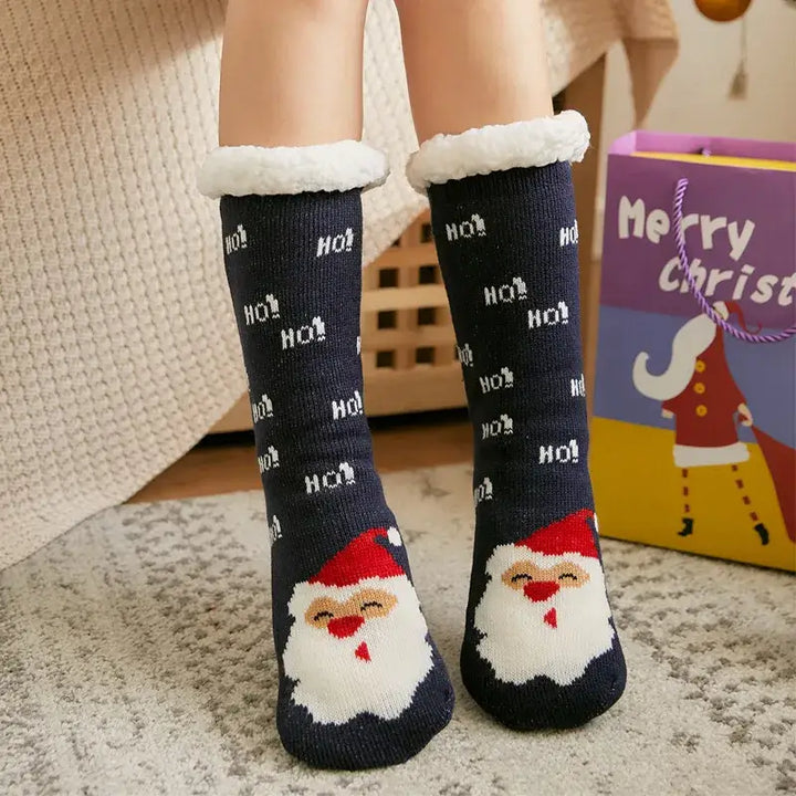 Fluffy y2k christmas socks for ultimate comfort and warmth - navy blue old man / one size