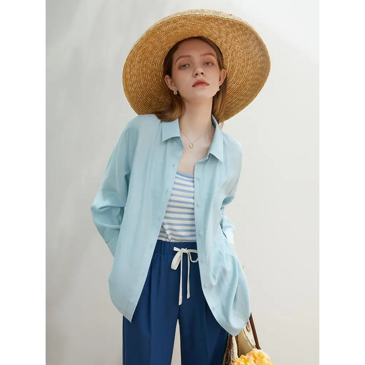 Classic soft color shirt for elegant attire - blue / xs