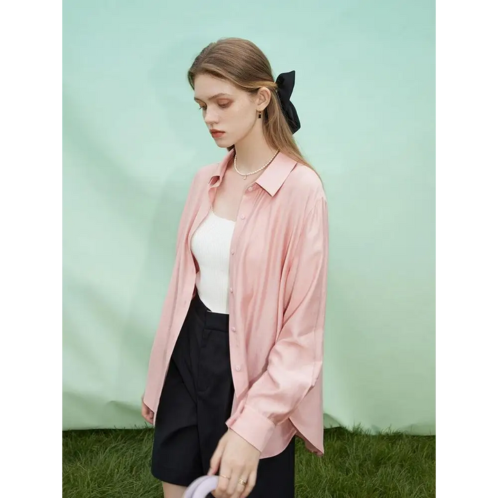 Classic soft color shirt for elegant attire - pink / xs