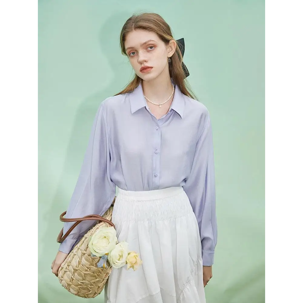 Classic soft color shirt for elegant attire - purple / xs