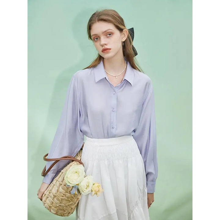 Classic soft color shirt for elegant attire - purple / xs