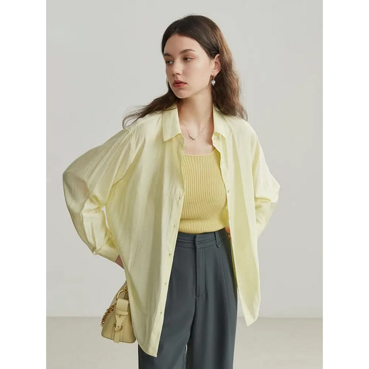 Classic soft color shirt for elegant attire - yellow / xs