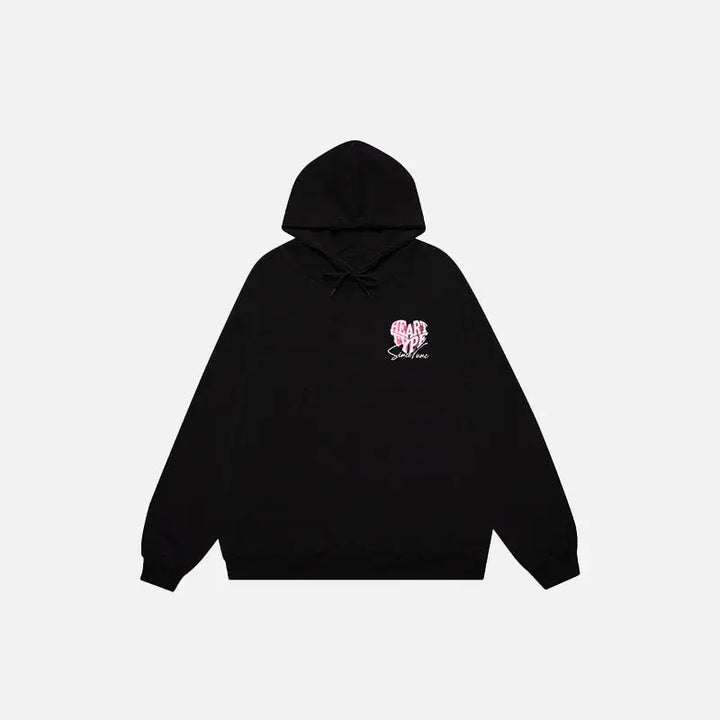 Color block heart hoodie for y2k fashion lovers - black / m - hoodies