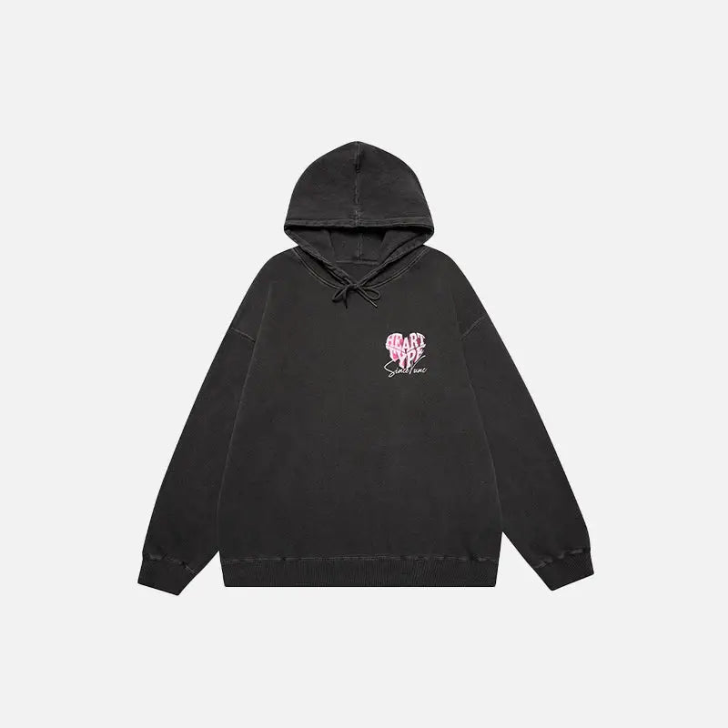 Color block heart hoodie for y2k fashion lovers - gray / m - hoodies