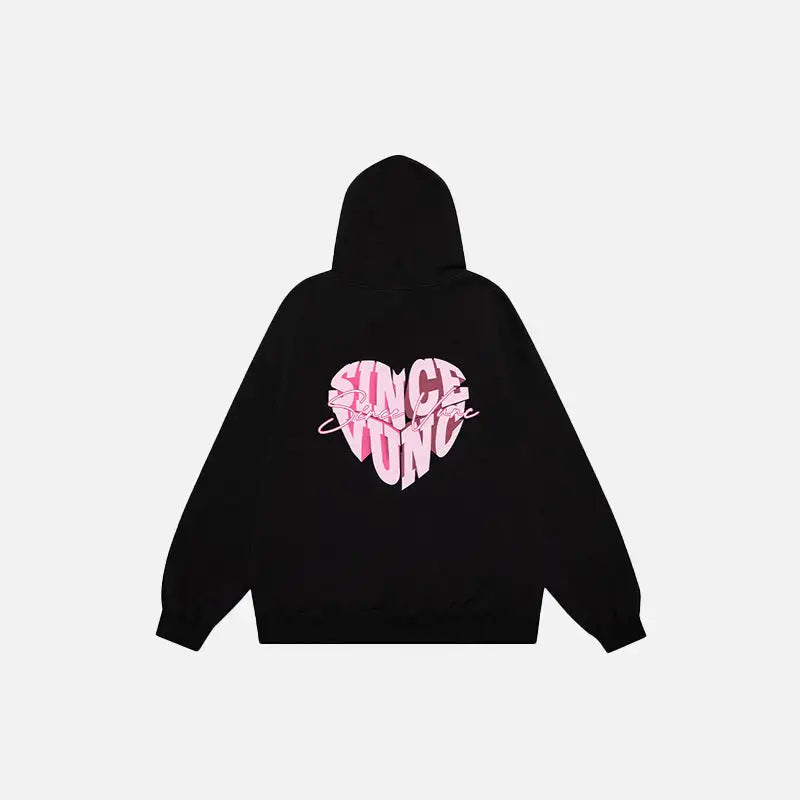 Color block heart hoodie for y2k fashion lovers - hoodies