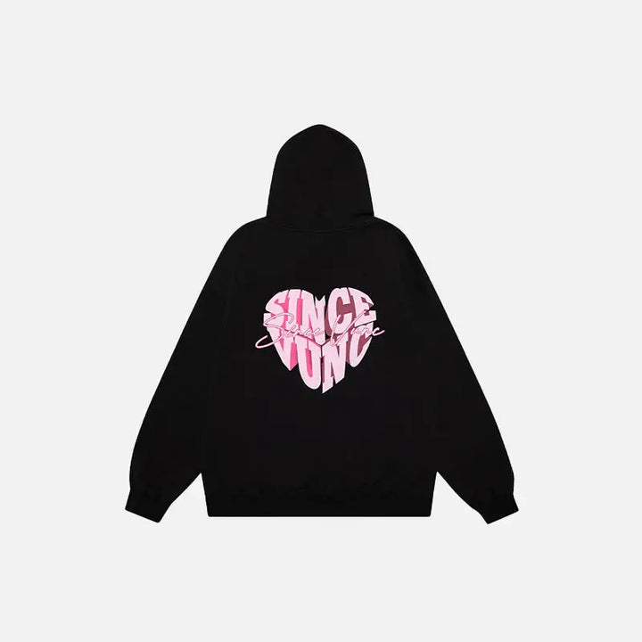 Color block heart hoodie for y2k fashion lovers - hoodies