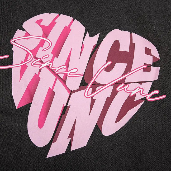 Color block heart hoodie for y2k fashion lovers - hoodies