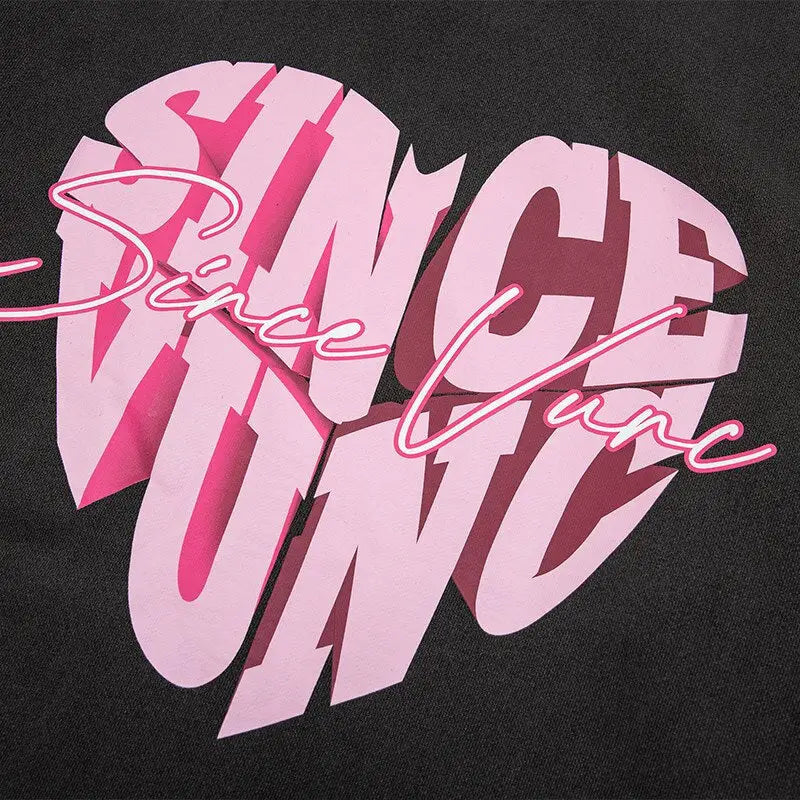 Color block heart hoodie for y2k fashion lovers - hoodies