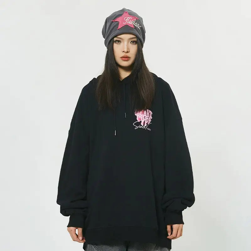 Color block heart hoodie for y2k fashion lovers - hoodies