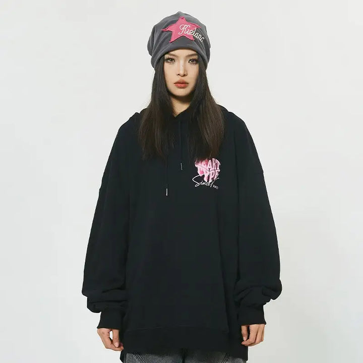 Color block heart hoodie for y2k fashion lovers - hoodies