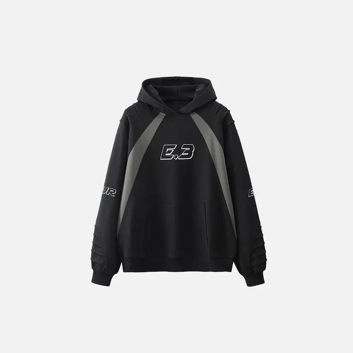 Y2k color block oversized hoodie for comfort and style - black / m - hoodies