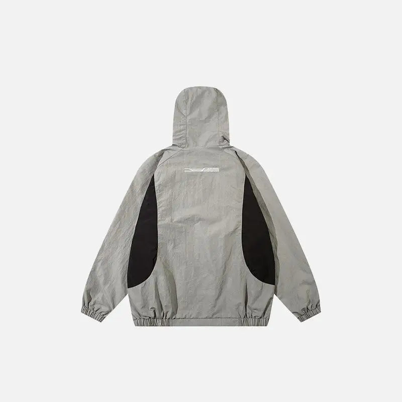 Y2k color contrast zipped windbreaker jacket for stylish outerwear