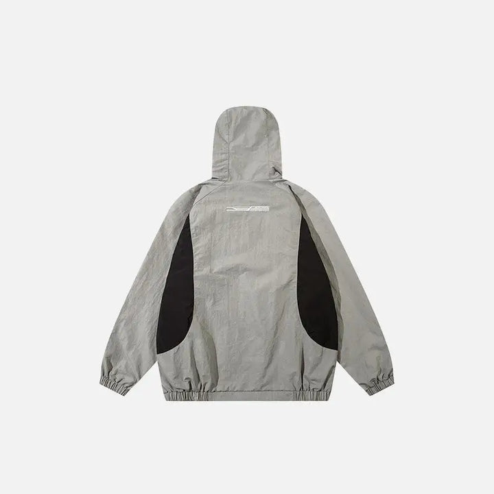 Y2k color contrast zipped windbreaker jacket for stylish outerwear