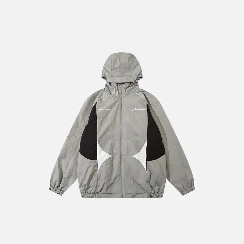 Y2k color contrast zipped windbreaker jacket for stylish outerwear - gray / s
