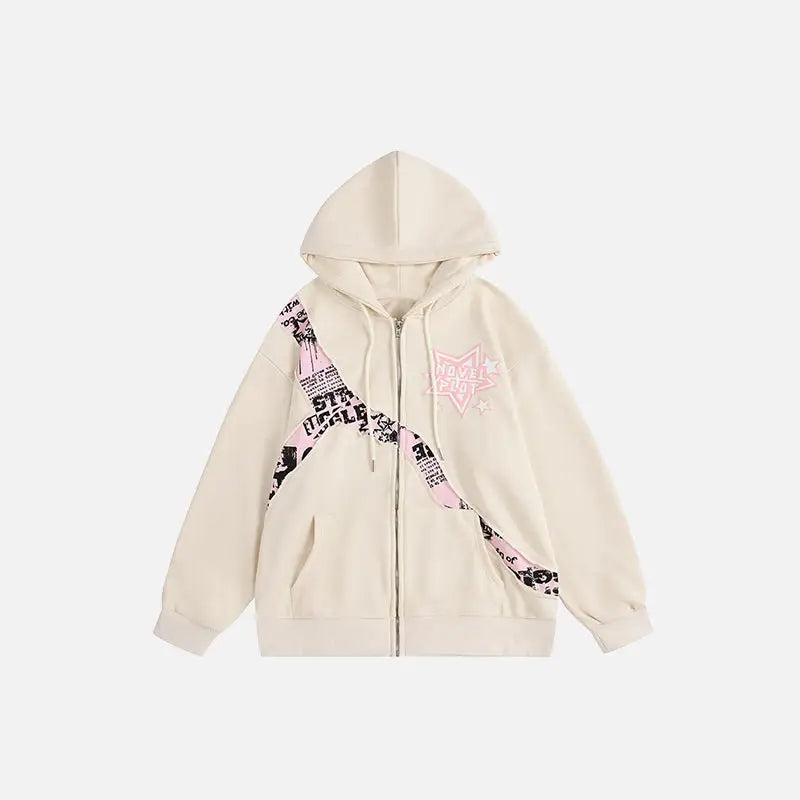 Y2k color rip oversized hoodie for streetwear collection - apricot / s - hoodies