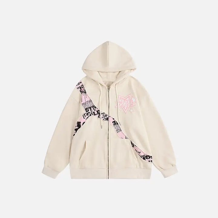 Y2k color rip oversized hoodie for streetwear collection - apricot / s - hoodies