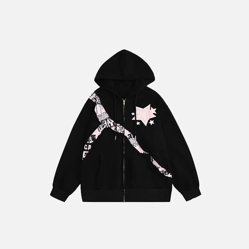 Y2k color rip oversized hoodie for streetwear collection - black / s - hoodies