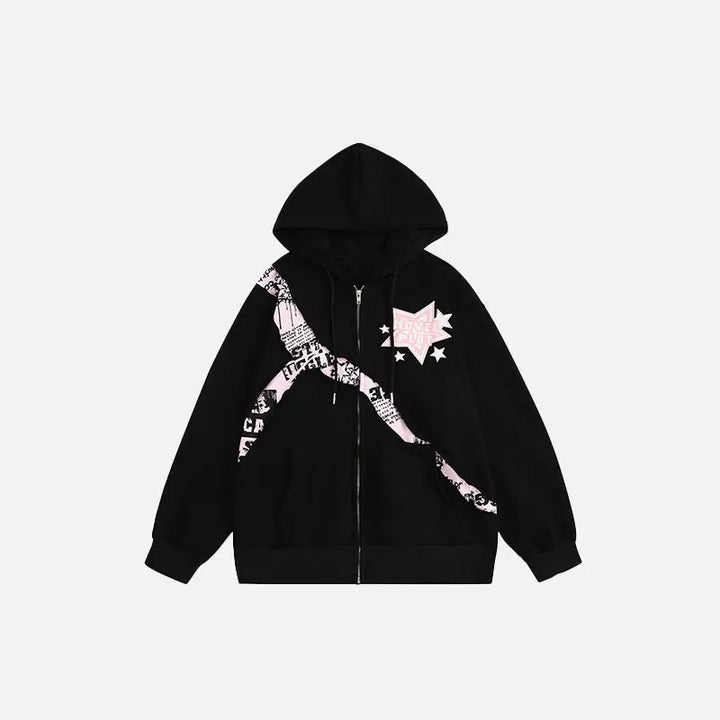 Y2k color rip oversized hoodie for streetwear collection - black / s - hoodies
