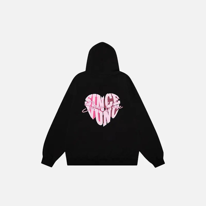 Heart letter print colorblock hoodie in luxurious cotton - hoodies