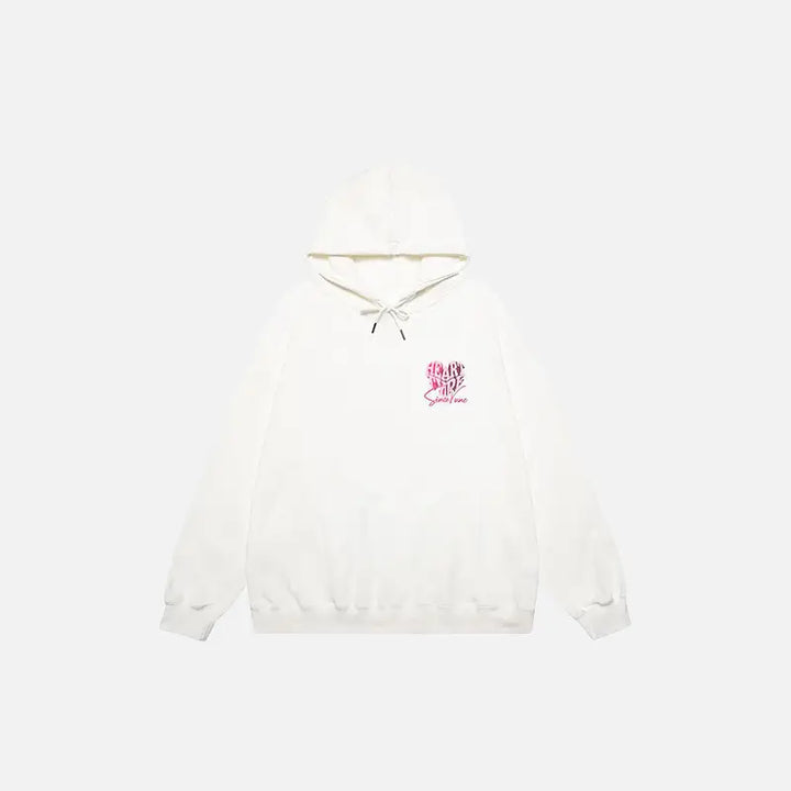Heart letter print colorblock hoodie in luxurious cotton - white / m - hoodies