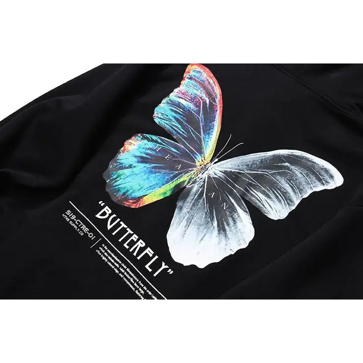 Y2k colorful butterfly print hoodie for a stylish wardrobe upgrade - hoodies