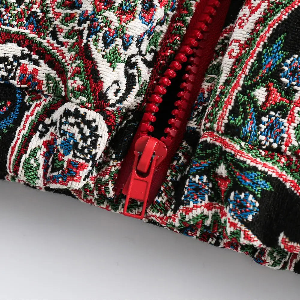 Colorful y2k cashew flower print jacket in luxurious fabric - jackets