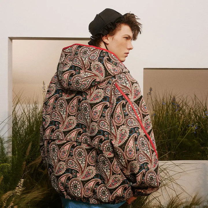 Colorful y2k cashew flower print jacket in luxurious fabric - jackets