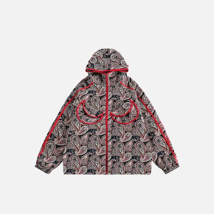 Colorful y2k cashew flower print jacket in luxurious fabric - multi color / m - jackets