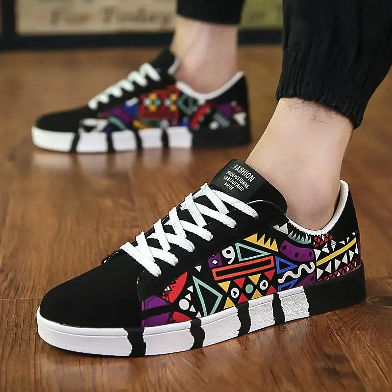 Colorful y2k graffiti skateboard shoes for stylish comfort - shoes