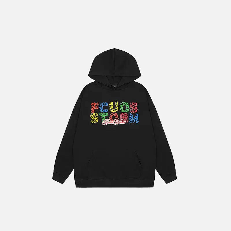 Colorful y2k hoodie with star decoration for fashion-forward style - black / m - hoodie