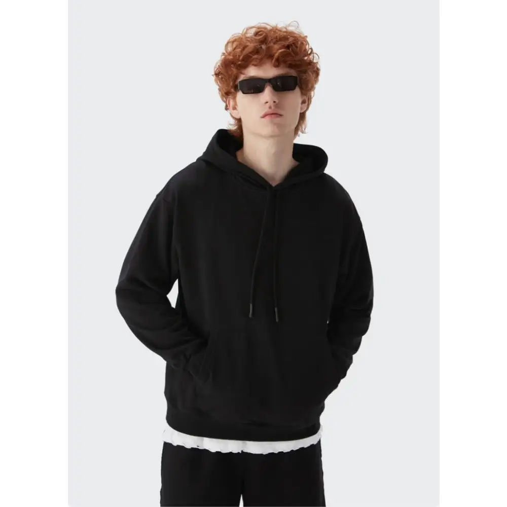 Trendy y2k oversized hoodie with drawstring for comfort and style - black / s - hoodies
