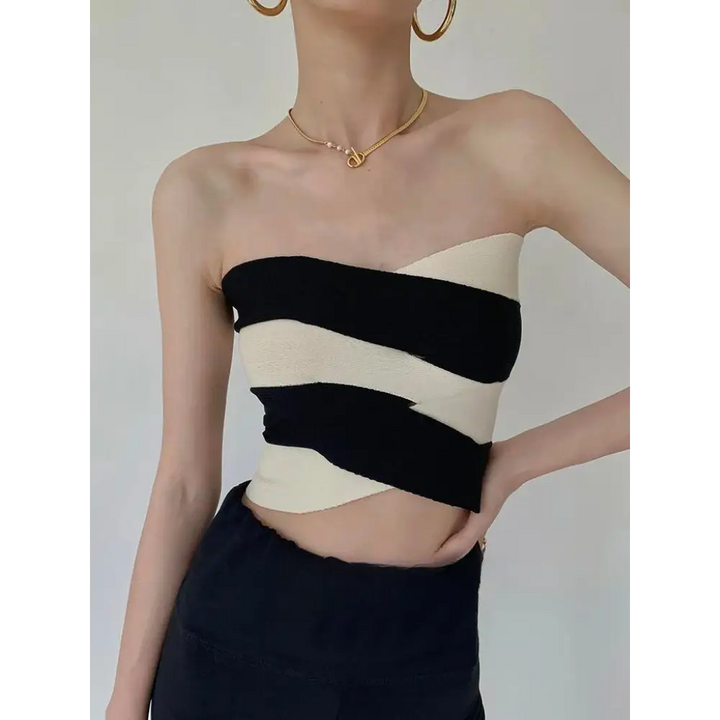 Y2k contrast color zip jacket in soft touch knit fabric - black / one size - top