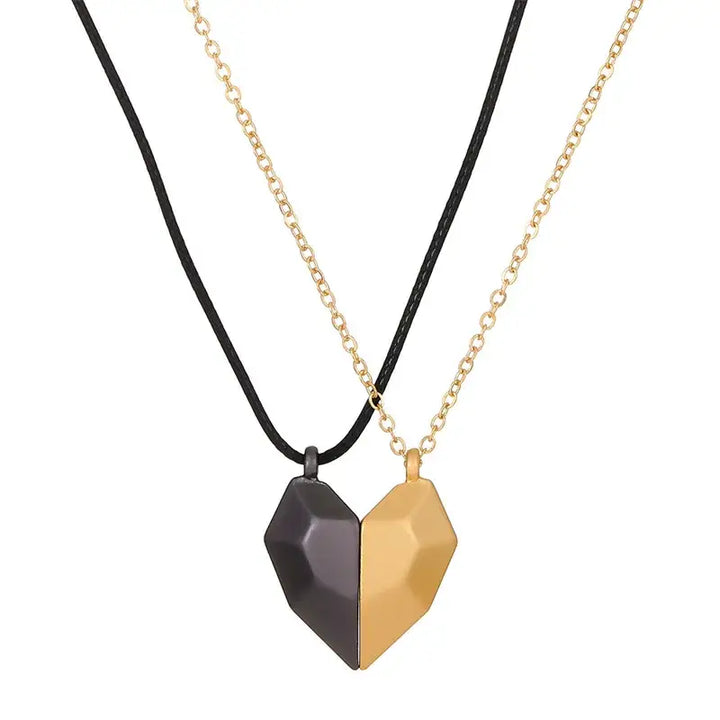 Collier y2k pour couples avec cœurs magnétiques - gold black - necklaces