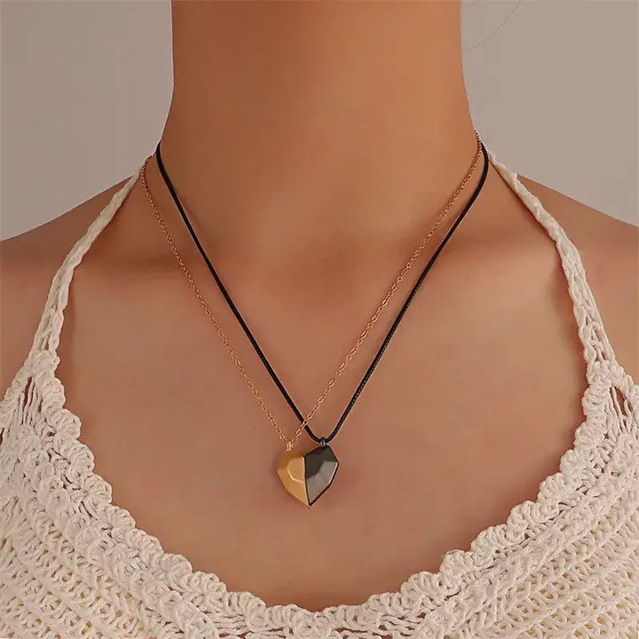 Collier y2k pour couples avec cœurs magnétiques - necklaces