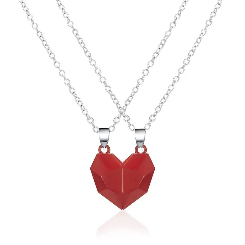 Collier y2k pour couples avec cœurs magnétiques - red - necklaces