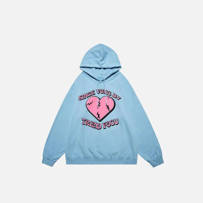 Y2k cracked heart letter print hoodie for stylish comfort - blue / m - hoodies