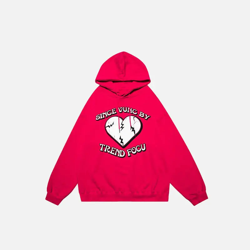 Y2k cracked heart letter print hoodie for stylish comfort - red / m - hoodies