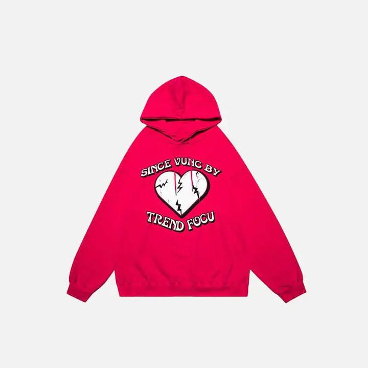 Y2k cracked heart letter print hoodie for stylish comfort - red / m - hoodies