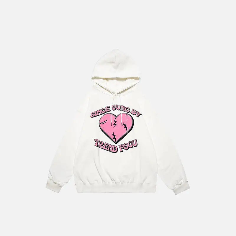 Y2k cracked heart letter print hoodie for stylish comfort - white / m - hoodies