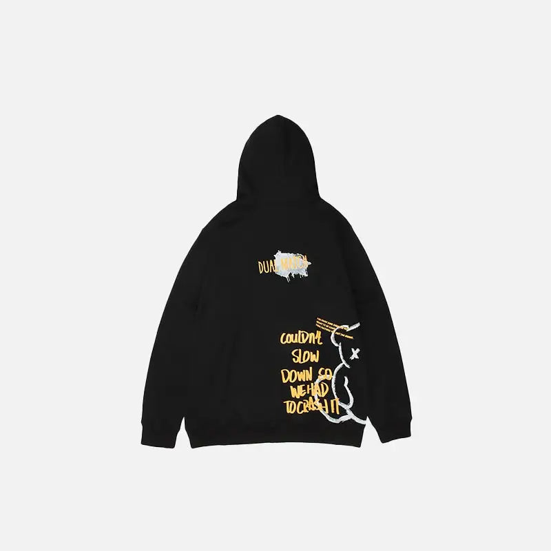 Y2k hoodie with original design featuring crushed bear - hoodies