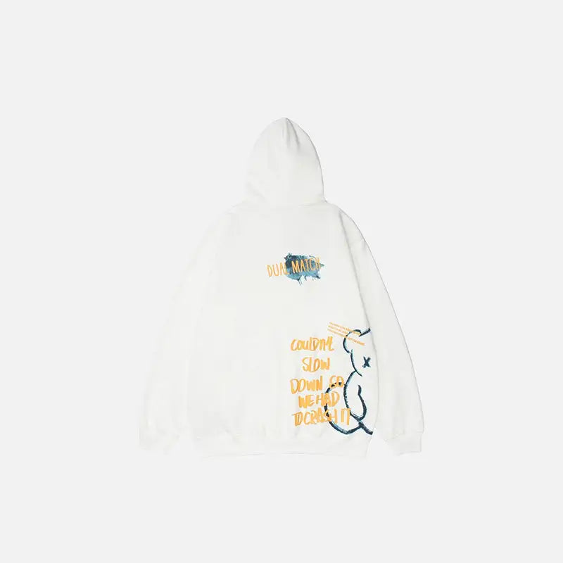 Y2k hoodie with original design featuring crushed bear - white / s - hoodies