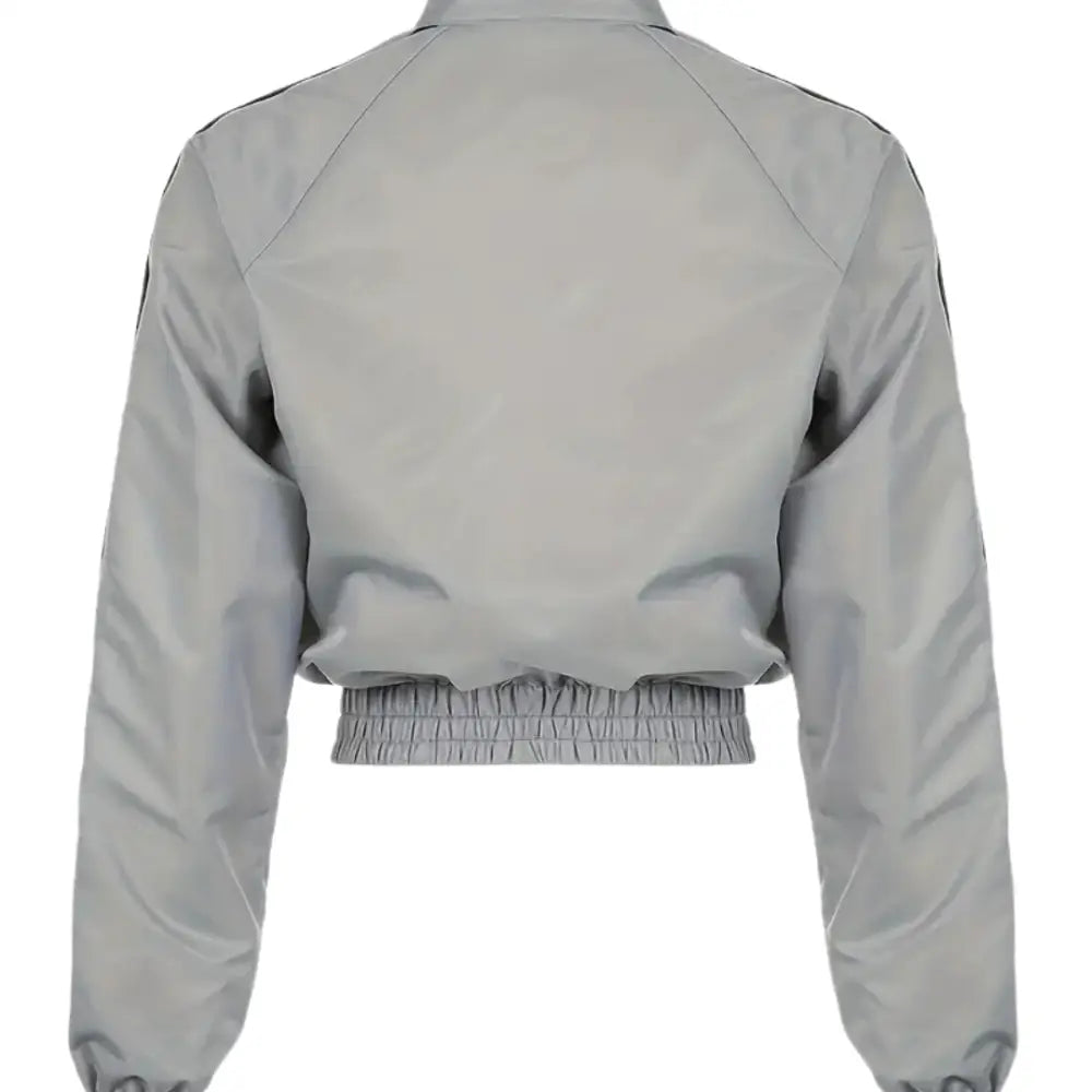 Cropped gray y2k jean tracksuit for urban fashion lovers