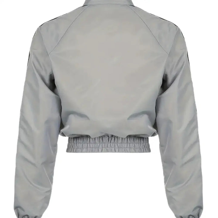 Cropped gray y2k jean tracksuit for urban fashion lovers